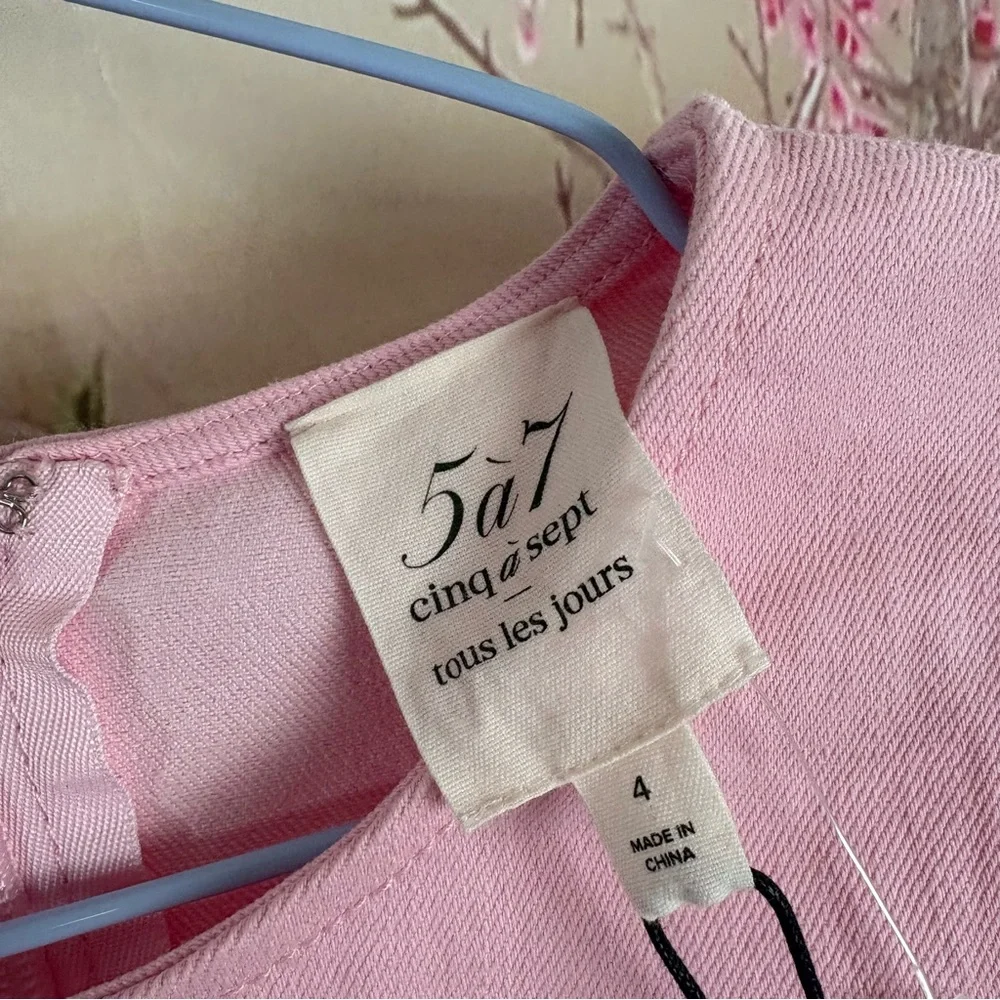 NEW Cinq a Sept Blush Pink Denim Jodi Wrap Mini Dress - Picture 10 of 12
